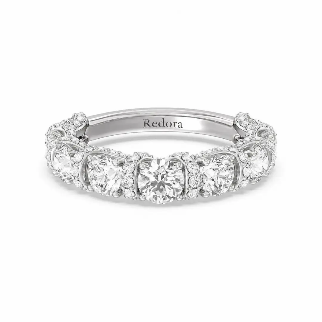 the fulton prong-set diamond eternity ring in 18k yellow gold with a row of round lab grown diamonds