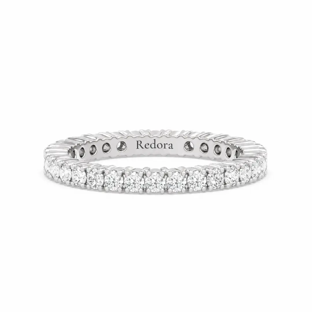 Natural Round Diamond 18K Gold Eternity Ring