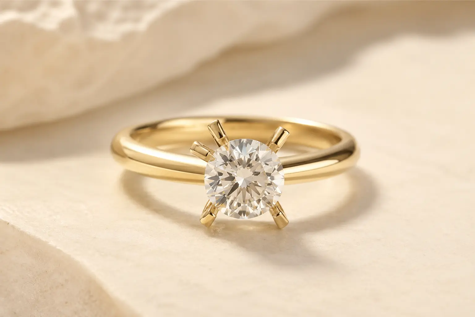 Fine jewelry production with stone setting and polished gold detail during the custom jewelry process