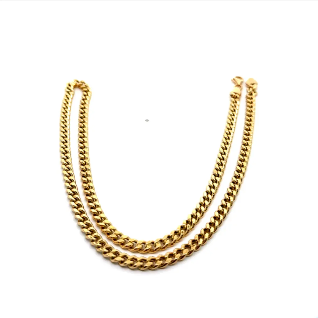 solid 18k gold curb chain necklace, 4 mm flat links, 42 cm, laid flat